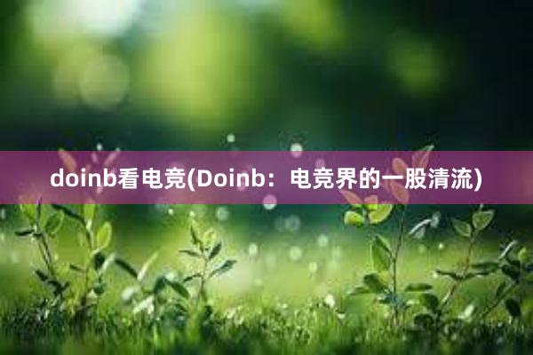 doinb看电竞(Doinb：电竞界的一股清流)