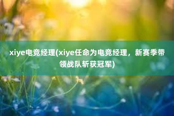 xiye电竞经理(xiye任命为电竞经理，新赛季带领战队斩获冠军)