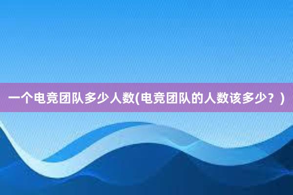 一个电竞团队多少人数(电竞团队的人数该多少？)