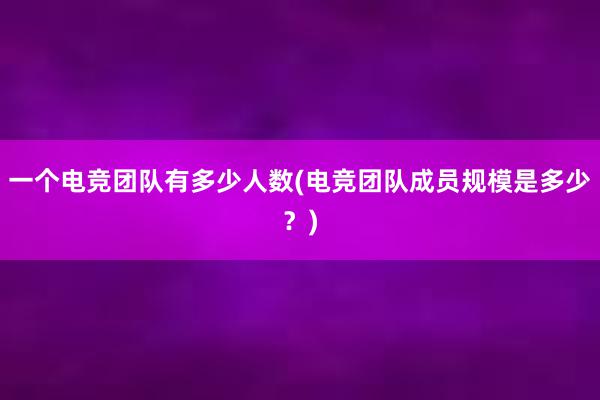 一个电竞团队有多少人数(电竞团队成员规模是多少？)