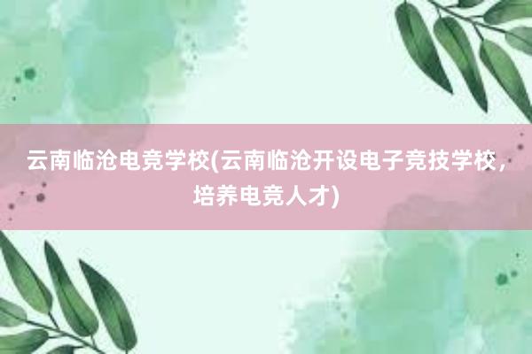 云南临沧电竞学校(云南临沧开设电子竞技学校，培养电竞人才)