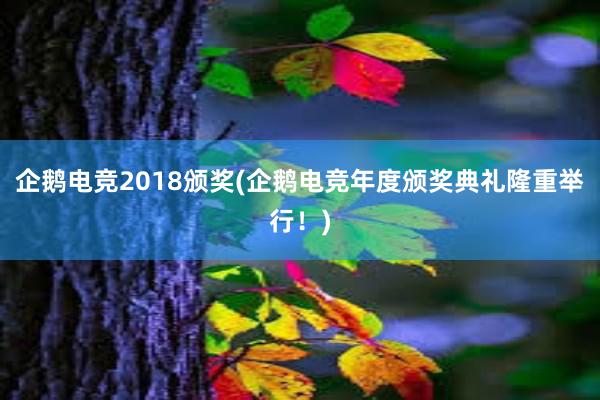 企鹅电竞2018颁奖(企鹅电竞年度颁奖典礼隆重举行！)