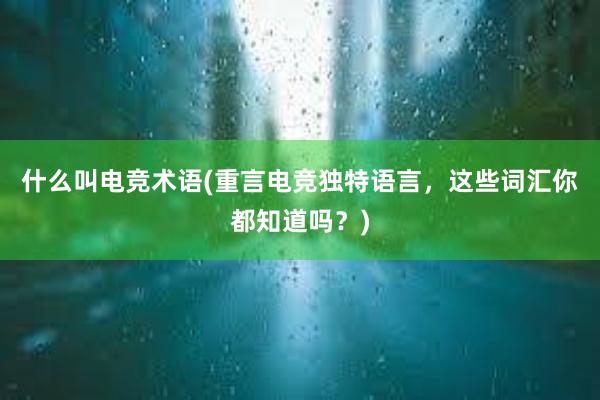 什么叫电竞术语(重言电竞独特语言，这些词汇你都知道吗？)