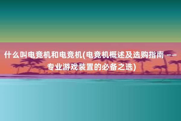 什么叫电竞机和电竞机(电竞机概述及选购指南 —— 专业游戏装置的必备之选)