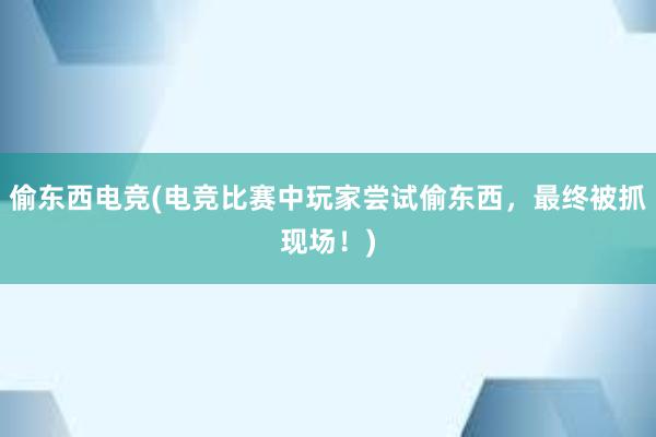 偷东西电竞(电竞比赛中玩家尝试偷东西，最终被抓现场！)