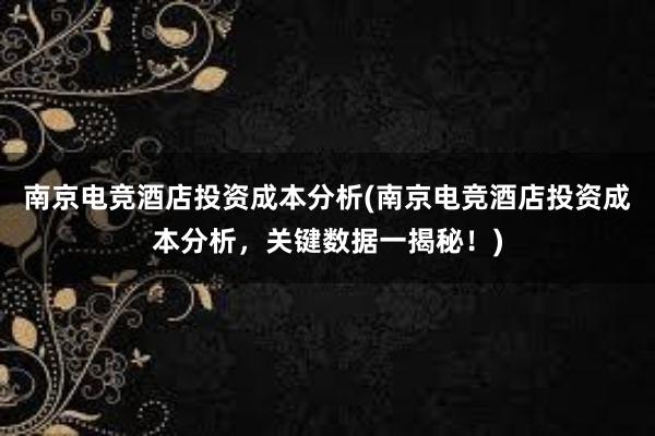 南京电竞酒店投资成本分析(南京电竞酒店投资成本分析，关键数据一揭秘！)