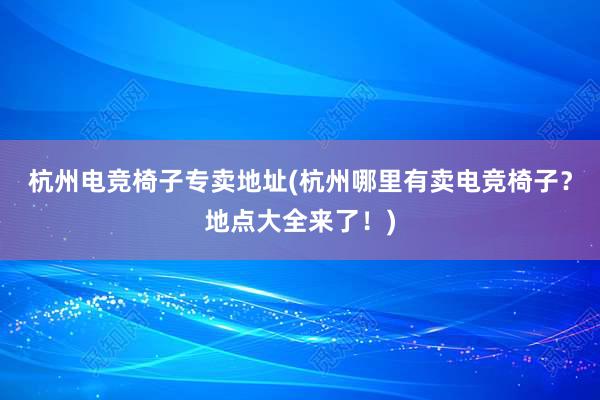 杭州电竞椅子专卖地址(杭州哪里有卖电竞椅子？地点大全来了！)