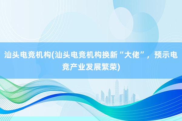 汕头电竞机构(汕头电竞机构换新“大佬”，预示电竞产业发展繁荣)