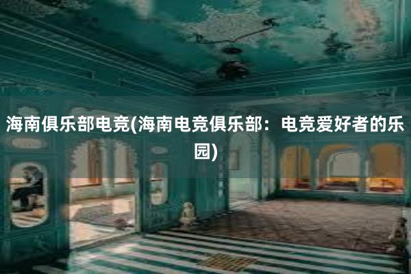 海南俱乐部电竞(海南电竞俱乐部：电竞爱好者的乐园)