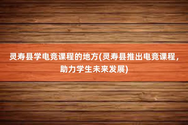 灵寿县学电竞课程的地方(灵寿县推出电竞课程，助力学生未来发展)