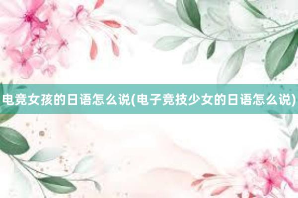 电竞女孩的日语怎么说(电子竞技少女的日语怎么说)