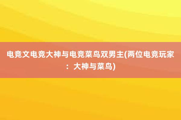 电竞文电竞大神与电竞菜鸟双男主(两位电竞玩家：大神与菜鸟)