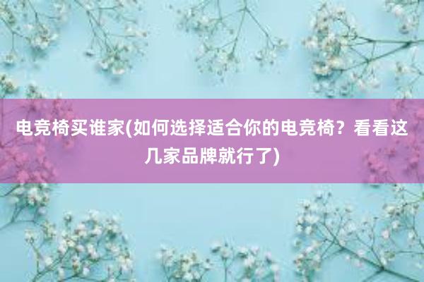 电竞椅买谁家(如何选择适合你的电竞椅？看看这几家品牌就行了)