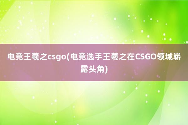 电竞王羲之csgo(电竞选手王羲之在CSGO领域崭露头角)