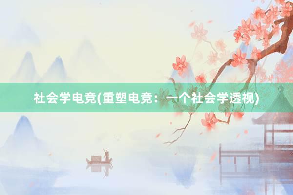 社会学电竞(重塑电竞：一个社会学透视)