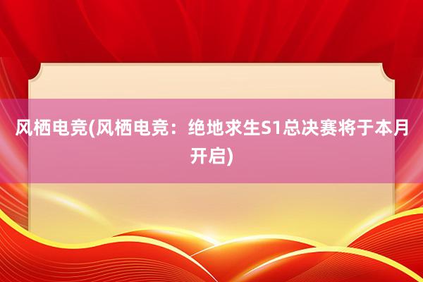 风栖电竞(风栖电竞：绝地求生S1总决赛将于本月开启)