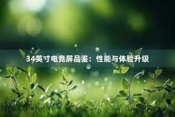 34英寸电竞屏品鉴：性能与体验升级