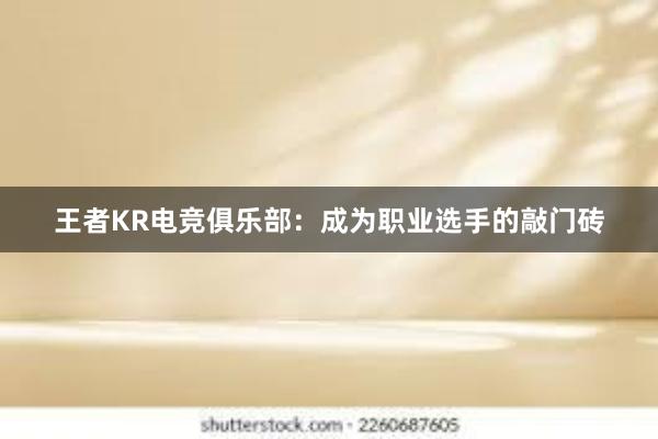 王者KR电竞俱乐部：成为职业选手的敲门砖