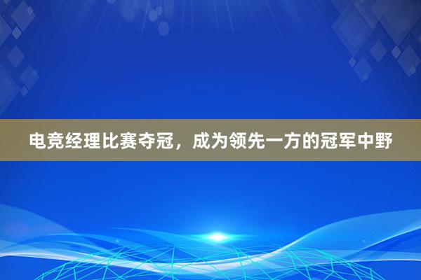 电竞经理比赛夺冠，成为领先一方的冠军中野